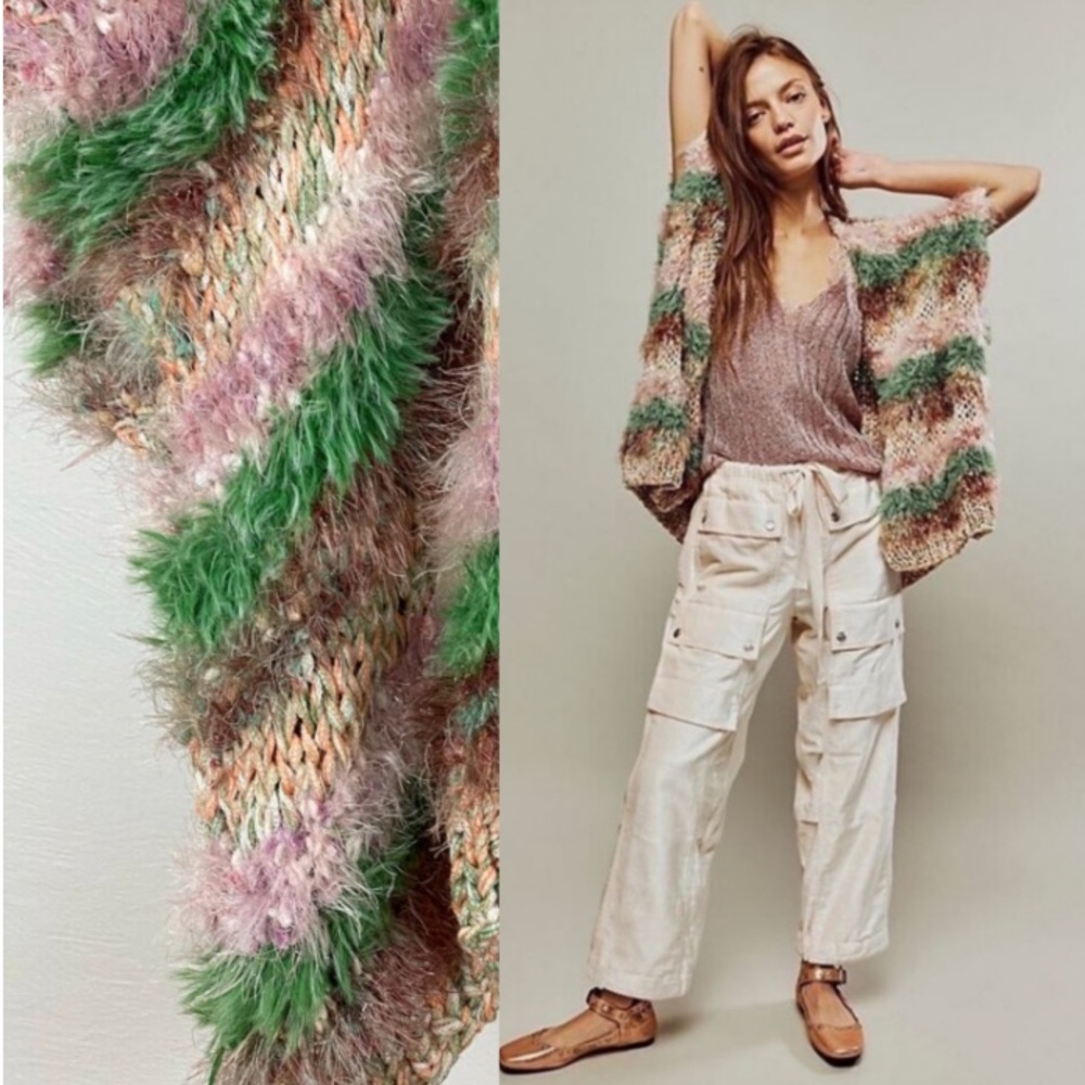 Free People RARE Fairytale Knit Cocoon Kimono in Sugar Plum Mauve